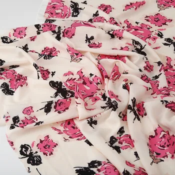 Charming Rose Imprimate Tricou Brand de Îmbrăcăminte de Moda Poliester Tesatura Pânză de Material pentru Rochie de Metru de Cusut DIY