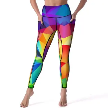 Colorate Geo Imprimare Jambiere Curcubeu De Înaltă Talie Pantaloni De Yoga Estetice Rapid-Uscat Yoga Legging Pentru Femei Graphic Gym Pantaloni Sport