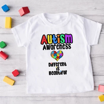 Conștientizarea autismului Copii Tricou Toddler T-shirt Fată Băiat Haine Autism Inima Chilld Cămașă de Îngrijire pentru Pacienții Autiști Copii Tee