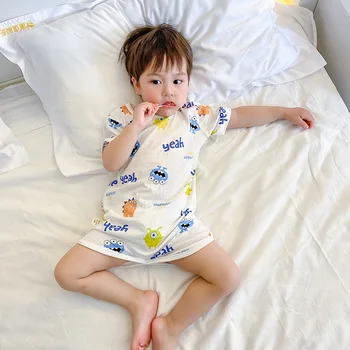 Copii Pijamale Vară cu mâneci Scurte, cămăși de Noapte pentru Copii Baby Haine de Acasă Bucată Subțire de Bumbac pentru Copii cămașă de noapte