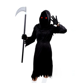 Copii de Halloween, Grim Reaper Set Luminos Ochii Înfricoșător Grim Reaper Cosplay Dress-up Fantomă Halat cu Secera Costum Fantoma