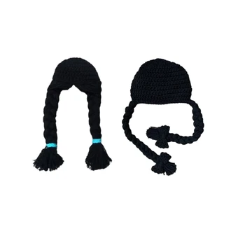 Copil Capac Tricotate Manual Fetele Pălărie cu Impletituri Dublu Tendință Cadou