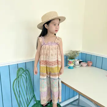 Coreea de Îmbrăcăminte pentru Copii 2023 Primăvara și Vara Nou Stil coreean Fete Pantaloni Casual pentru Fete de Culoare de Potrivire Salopeta
