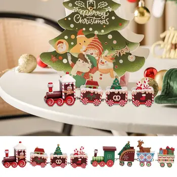 Crăciun Tren De Jucărie De Lemn De Cale Ferată De Tren De Jucărie Ornamente Mini Festiv Favoruri De Partid De Vacanță Jucării De Crăciun Festiv Decor Petrecere