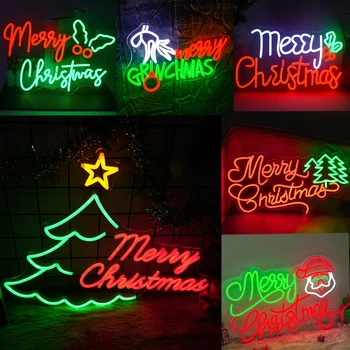 Crăciun fericit Semn de Neon Led Pălărie Moș crăciun Lumini de Neon pentru Lumina Semne Dormitor Petrecere Acasă de Crăciun Serie Atmosfera Decor de Perete