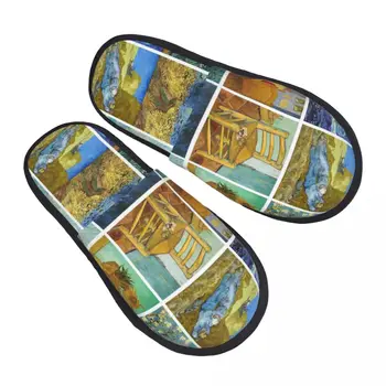 Custom Print Femei Vincent Van Gogh Lucrări Papuci De Casa Cald Confortabil Arta Tablou De Memorie Spumă Pufos Papuci De Casă Interioară Pantofi În Aer Liber