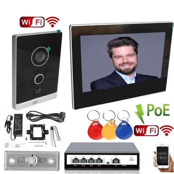 DH wifi Video Interfon POE VTH2621G-WP 7 inch, Wi-Fi Touch Screen, Microfon, Sonerie cu impermeabil POE în aer liber Stație de