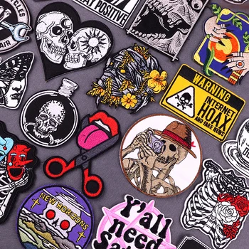 DIY Broderie Patch-uri Punk Stil de Patch-uri Pentru Haine Craniu de Fier Pe Patch-uri Pentru Îmbrăcăminte Thermoadhesive Patch-uri Jacheta Autocolante