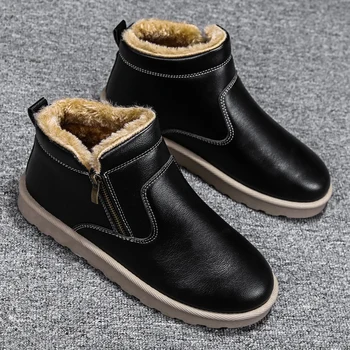 Damyuan Nou-veniți Casual din Piele încălțăminte Pentru Bărbați Impermeabile Adidași de Pluș cu Fermoar Pantofi Cald Iarna Glezna Cizme de sex Masculin Încălțăminte
