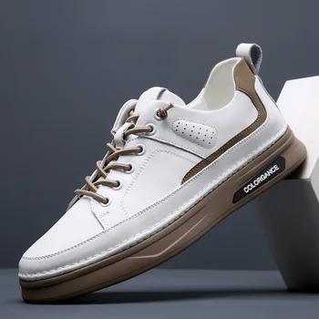De înaltă Calitate de Brand de Lux pentru Barbati Pantofi Casual, pantofi sport Albi Pantofi de Vara Omul Dantela-up Piele Confortabil Pantofi Plat