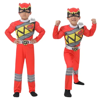 Dinozaur Echipa Red Ranger Dino Charge Cosplay Copil Copil Copil De Putere Super-Erou Petrecerea De Ziua Canival Costum De Halloween Musculare Costum