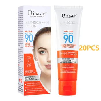 Disaar 20buc Lung de protecție Solară SPF 90 de Durată UV Protector de Albire Crema Hidratanta Protectoare a Pielii Crema 50ml