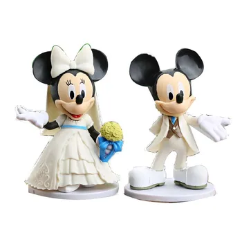 Disney Desene Animate Anime Rochie Albă Mickey Minnie Mouse Cuplu Tort De Nunta De Copt Decor Papusa Figurine Model De Jucărie
