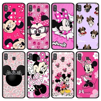 Disney Roz Minnie Mouse Caz de Telefon Pentru Samsung Galaxy A9 A9S A8 A7 A6 A5 A3 2018 2017 2016 Plus Silicon Moale Capac Negru Funda