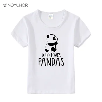 Dragoste Panda Print T-shirt pentru Copii Fete Băiat de Vara cu Maneci Scurte Tee Topuri de Desene animate Drăguț Tricou Pentru Copii Baby Haine de Bumbac