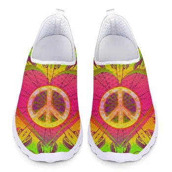 Dragoste și Pace Grafic de Imprimare Pantofi Casual pentru Femei de Moda Colorat de Artă în aer liber tv cu Adidași Confortabil Respirabil ochiurilor de Plasă Pantofi
