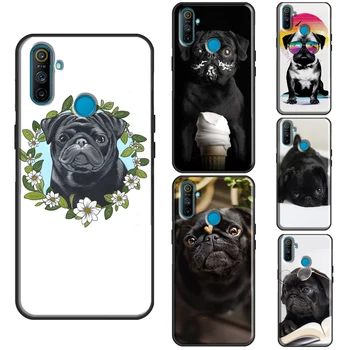Drăguț Negru Pug Câine Caz Pentru OnePlus 10 Pro 9 8T Nord2 9R Acoperire Pentru Realme GT Neo 2 GT Master C21 8i 9i 8 Pro