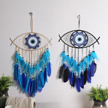 Dublu-Strat de Pene Ochiul Diavolului Dreamcatcher en-Gros Acasă Decoratiuni lucrate Manual Cadouri Student Cadou