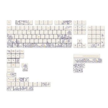 Elegant Alb Albastru francez Broderie Taste Set de Tastaturi Mecanice Gros PBT cu 7u 2.25 u 2.75 u bara de Spațiu Keycap Dropship
