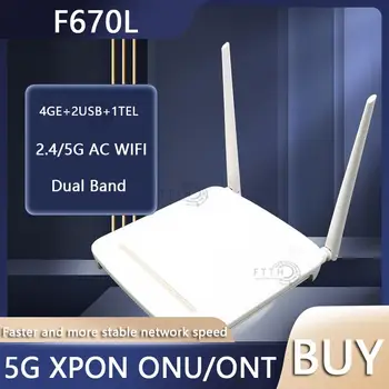 F670L XPON ONT ONU 4GE +1TEL+2USB Dual Band WIFI GPON EPON OLT 2.4 G/5G AC WIFI ONU mâna a Doua, Fără sursă de Alimentare