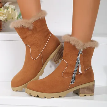Femeile Cald Zăpadă Cizme Glezna Cizme Platforma Pantofi de Moda de Iarnă a Transformat-peste Marginea Casual Bloc Pantofi cu Toc Noua Roma S X-mare 36-43