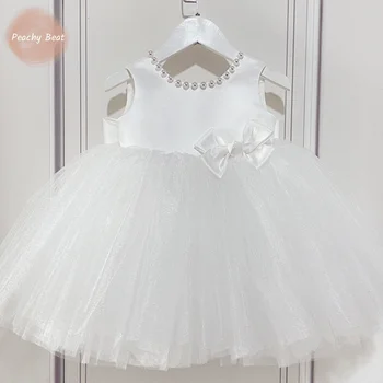 Fetița Princess Pearl Papion Rochie Copil copil Copil fără Mâneci Tul Vestido Elegant Ziua de Vară Haine pentru Copii 1-12Y