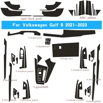 Fibra De Carbon Pentru Volkswagen Golf 8 2021-2023 Mașină De Film Interior Autocolant Consola Centrala Echipament De Bord Aer Mânerul Ușii De Ridicare Panou