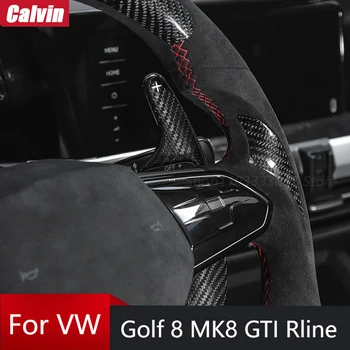 Fibra de Carbon Auto Volan Paddle Shift Decor Interior Autocolant pentru Volkswagen Golf 8 MK8 GTI Rline 2021 2022