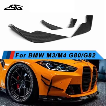 Fibra de Carbon prelungire Bara Fata Spoiler Partea Vânt Cuțit Pentru BMW M3 M4 G80 G82 2021 VS Masina de Stil Vânt Lateral Cuțit splitter