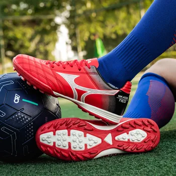 Fierbinte De Vânzare De Moda Roșu De Fotbal Gazon Pantofi Bărbați Femei Usoare De Fotbal Profesionist Adidasi Copii Futsal Formare Pantofi Pentru Bărbați