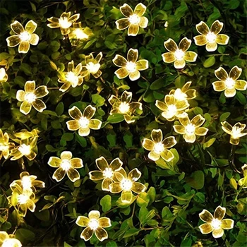 Floare de piersic Lampa Solara LED-uri de Putere Șir de Lumini de Basm 5m 7m 12m 22m 6V Solare Ghirlande Grădină Crăciun Decor în aer liber