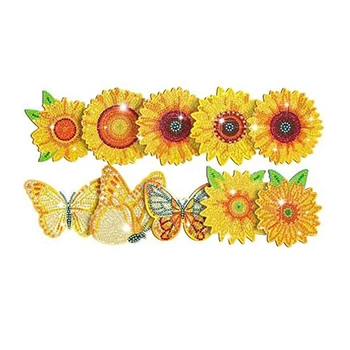 Floarea-Soarelui Diamant Pictura Coaster Set Cu Suport Potrivit Pentru Incepatori, Adulti, Artă Și Meșteșuguri Consumabile Set Kit