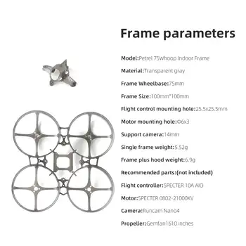 HGLRC Petrel 75Whoop V2 Ultra-lumină Interioară Cadru pentru FPV Freestyle 75mm Tinywhoop 1S 2S Drone DIY Piese