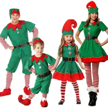 Haine de crăciun pentru Copii Minunat Elf Haine Cosplay Părinte-copil Haine Verzi Costum de Crăciun pentru Copii Fata Rochie de Printesa
