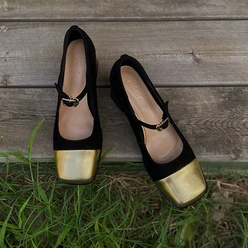 Heihaian Pantofi Mary Jane 2023 Toamna Anului Nou Elegant Mic Vânt Parfumat Pantofi Singur Cap Pătrat Superficial Gura Single Pantofi Femei