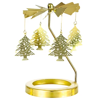 Home Decor Petrecere De Nunta De Aur Suport Lumanare Din Metal Parfumate Masă Ornamente De Crăciun Copac Cu Flori Cadou Ceai Lumină Rotativă
