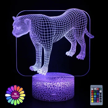 Iluzia 3D Lampa Model Animal Culoare LED Lumini de Noapte Touch Control de la Distanță Lampă de Masă Pentru Copii, Decor Camera Cadou de Vacanță