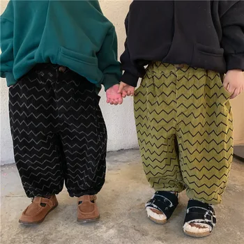 Imbracaminte copii Băiat 2023 Toamna și Iarna Noi Gros de Catifea Pantaloni Casual Fetita Stil coreean Cașmir Cald Pantaloni Largi Picior