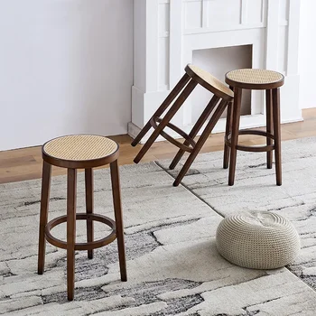 Ins stil scaun rattan țesute creative din lemn masiv retro înaltă cu picioare de scaun, personalizate de agrement rattan scaun pentru homestays, restaurante