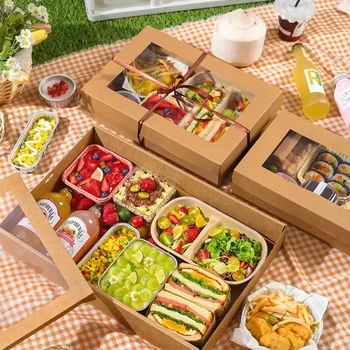 Kraft Picnic Cutie De Unică Folosință Cutie De Prânz În Aer Liber, Fructe Bento Sushi Netflix Ambalare Cutii De Pranz Container Pentru Alimente DisposableCupcake Cutie