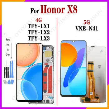 LCD Cu Rama De Onoare X8 5G VNE-N41 Display Pentru Huawei Honor X8 4G TFY-LX1 TFY-LX2 TFY-LX3 Touch Screen Digitizer Asamblare