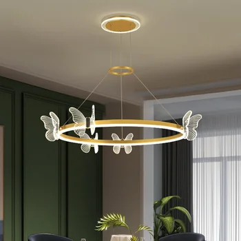 LED-uri moderne Nordic Fluture Plafon Candelabru de Cristal Living Sala de Mese Pendent Lampa Decor Acasă Perdeaua de Lumină Luciu Corpuri