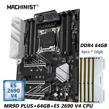 MAȘINIST X99 Placa de baza Combo Set LGA 2011-3 Xeon E5 2690 V4 Kit CPU 64GB DDR4 Memorie RAM SSD NVME M. 2 USB 3.0, ATX MR9D PLUS