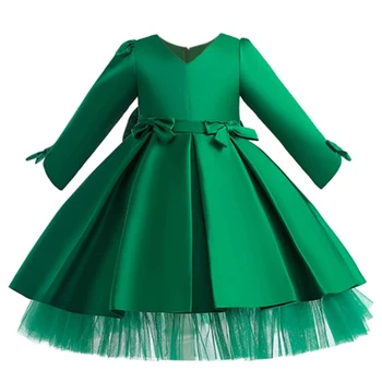Maneca Lunga Verde Rochie De Crăciun Pentru Fete Copii Costum Elegant Copii Fata De Petrecerea De Nunta Rochii De Seara Formale Vestidos