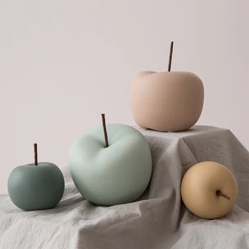 Mat Ceramic Apple Figurine Drăguț Manual De Fructe Statui Decorative De Colectie De Arta De Masă Oranament Nordic Decor De Birou Acasă