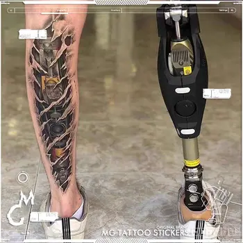 Mecanice Picior Tatuaj Impermeabil Tatuaj Temporar Durată Tatuaj Fals pentru Femei Barbati Vițel Robot Tatuaj Saibopengke Autocolant Tatuaj