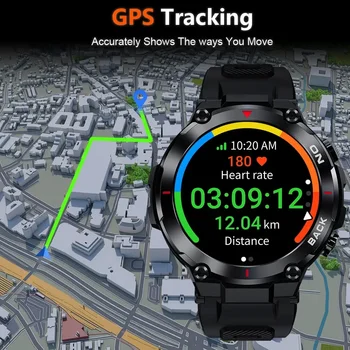 Militar GPS Ceas Inteligent Bărbați Ecran HD de Ritm Cardiac IP68 Impermeabil Sport SmartWatch Pentru Xiaomi Android IOS K37 Tracker de Fitness