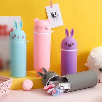 Mini Creion Husă De Desene Animate Drăguț Urs Bunny Penil Cazul Moda Coreeană Silicon Cu Fermoar Design Creion Caz Elevul Înapoi La Școală