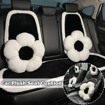 Moda Drăguț Auto Interior Pluș Pernei Scaunului Auto De Iarna De Cald Îngroșa Seat Pad Protector Femei Mașină De Perna Flori Tetiera Decor 