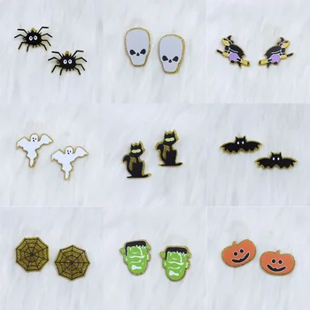 Moda Halloween-ul Stud Cercel Acrilic Imprimate Dovleac Bat Spider Fantomă Cercei Pentru Barbati Femei Festival Petrecere Bijuterii Cadou,1Pair